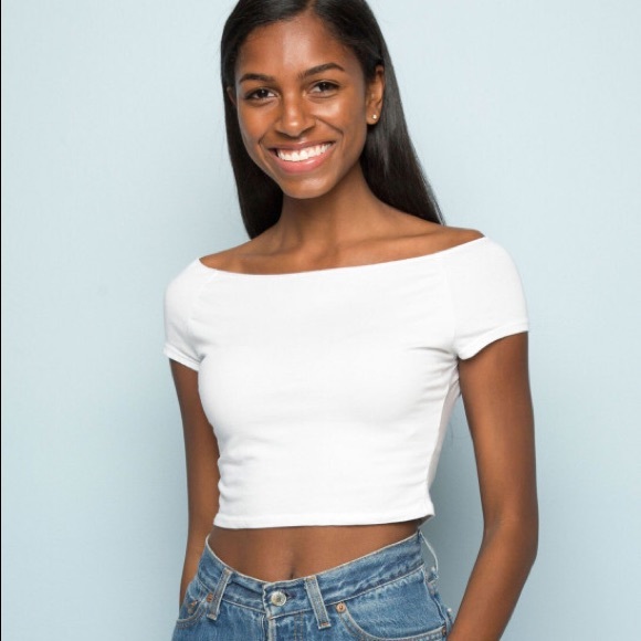 Brandy Melville Tops Brandy Melville White Ribbed Ellery Top Poshmark